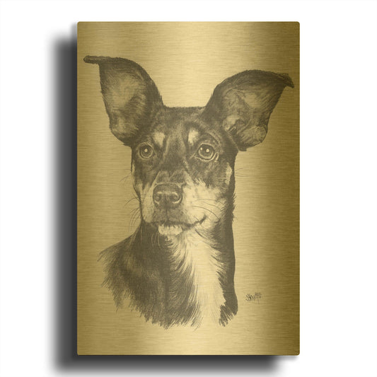 'Chiweenie' By Barbara Keith Gold Metal Wall Art