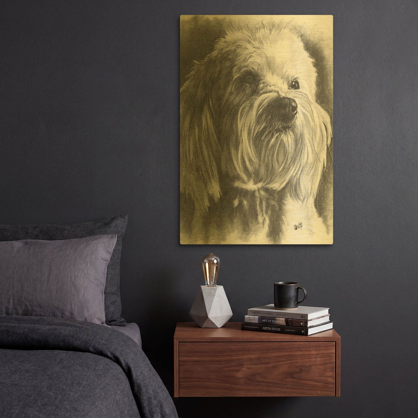 'Schnoodle' By Barbara Keith Gold Metal Wall Art