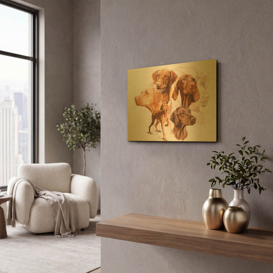 'Vizsla' By Barbara Keith Gold Metal Wall Art
