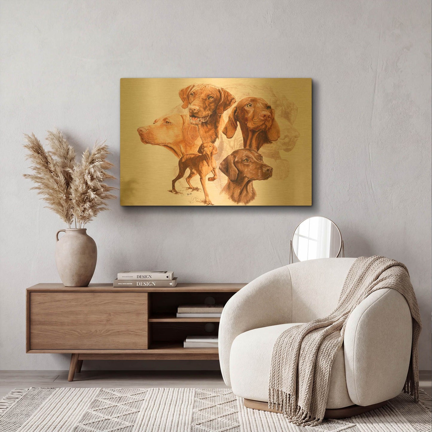 'Vizsla' By Barbara Keith Gold Metal Wall Art