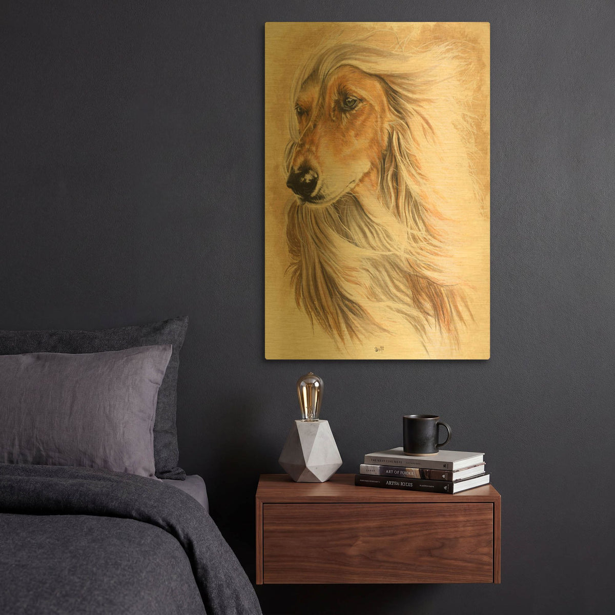 'Afgan Hound' By Barbara Keith Gold Metal Wall Art
