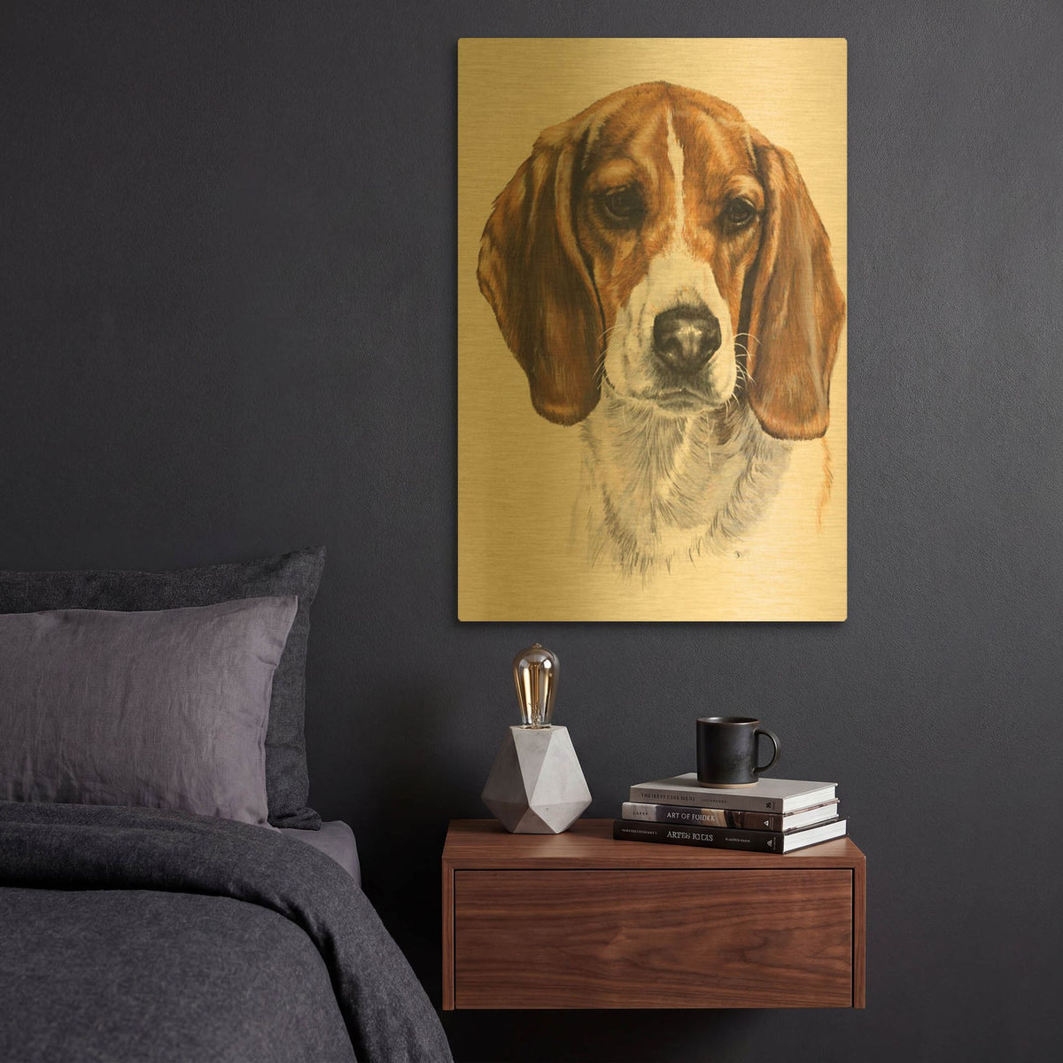'Beagle' By Barbara Keith Gold Metal Wall Art