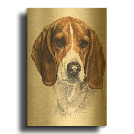 'Beagle' By Barbara Keith Gold Metal Wall Art