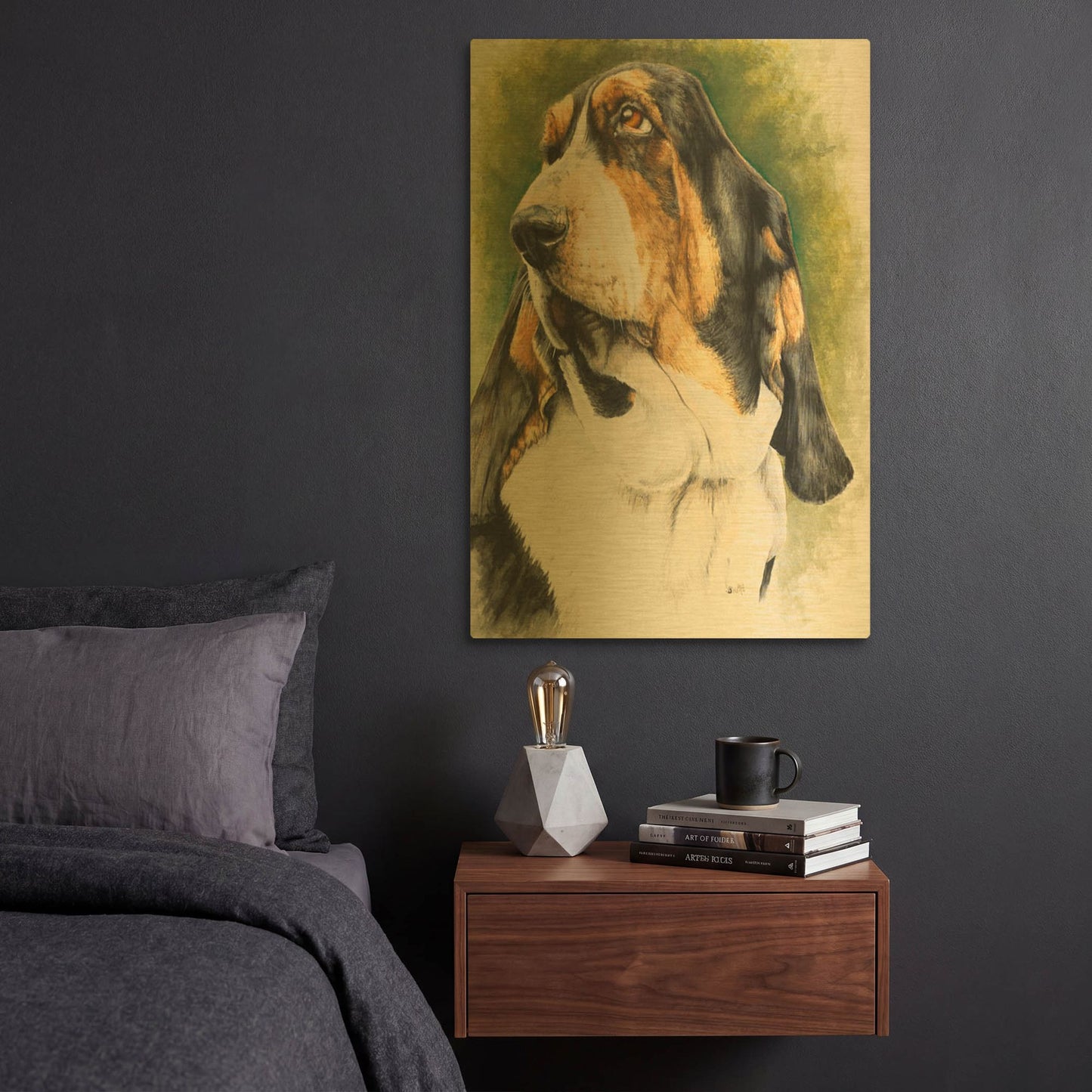 'Basset Hound' By Barbara Keith Gold Metal Wall Art