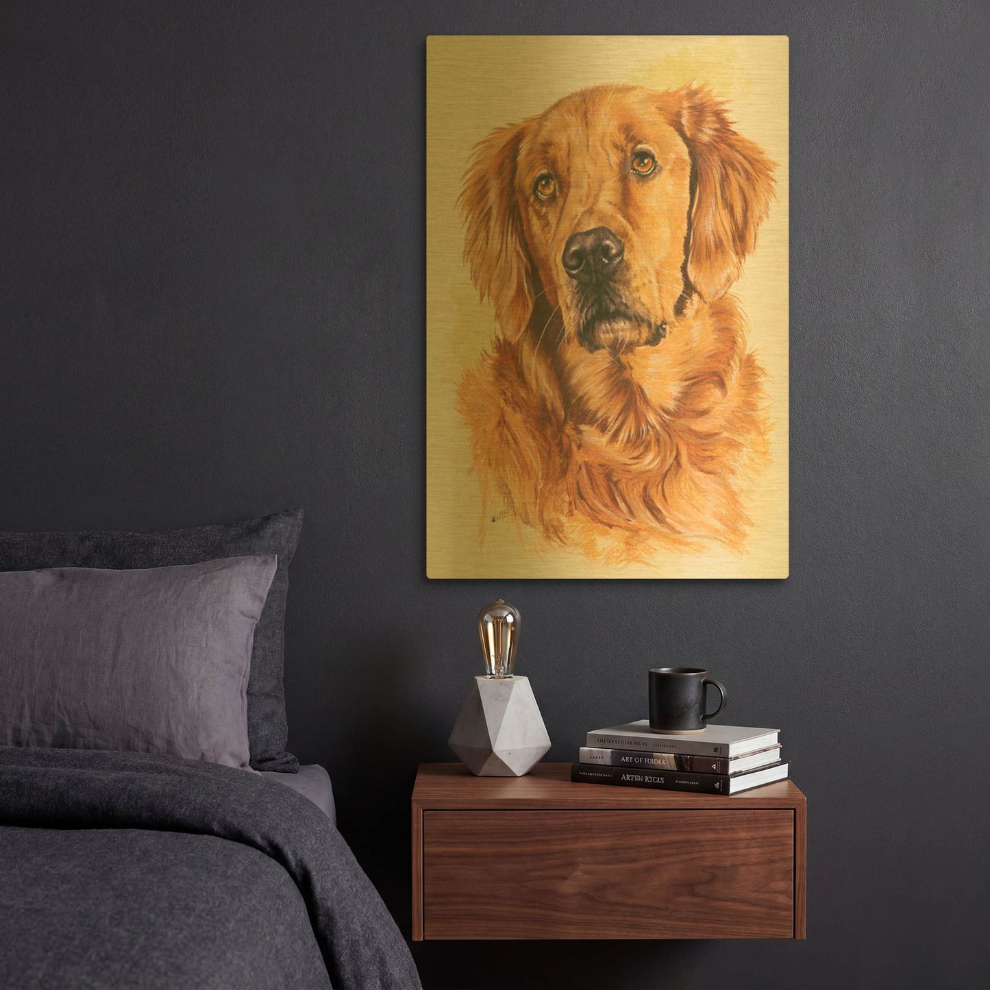'Golden Retriever 2' By Barbara Keith Gold Metal Wall Art