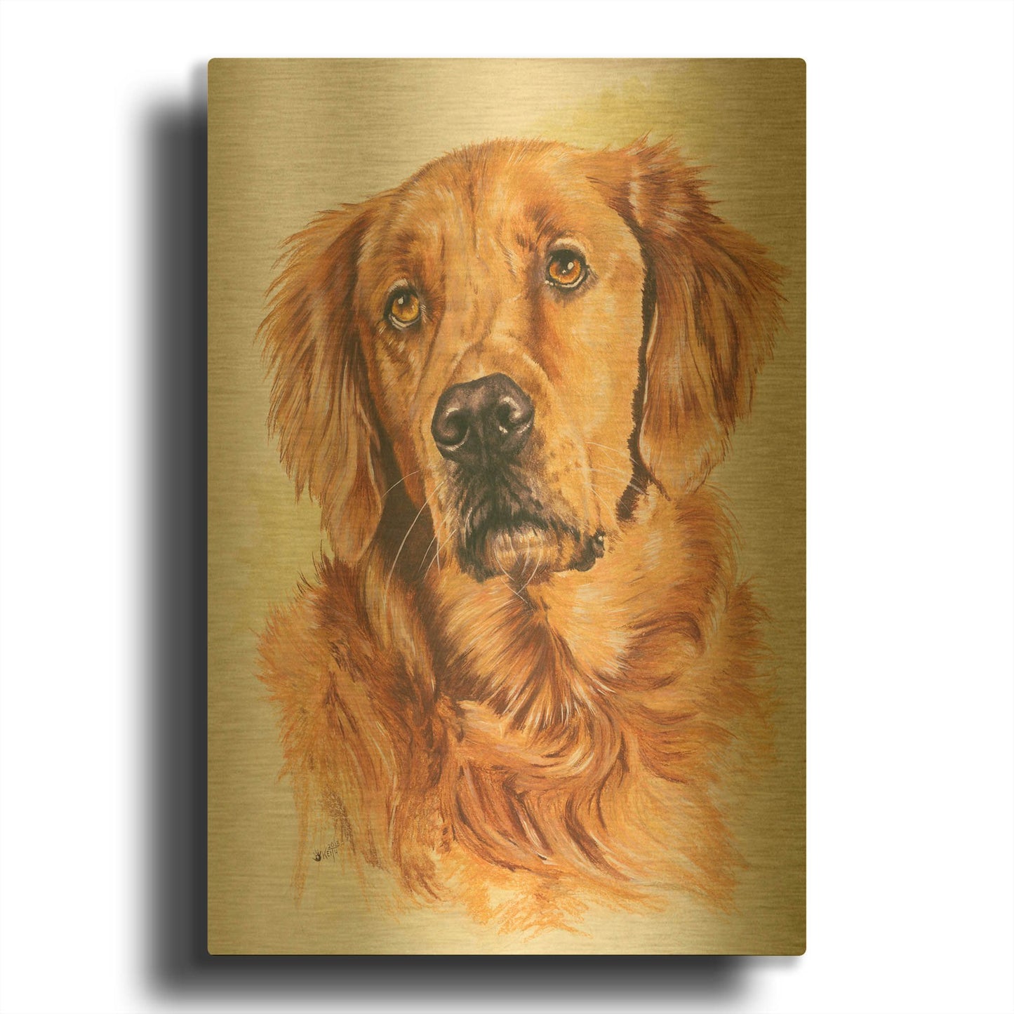 'Golden Retriever 2' By Barbara Keith Gold Metal Wall Art