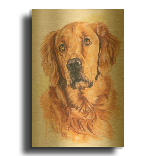 'Golden Retriever 2' By Barbara Keith Gold Metal Wall Art