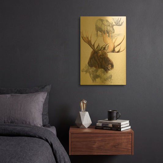 'Moose' By Barbara Keith Gold Metal Wall Art