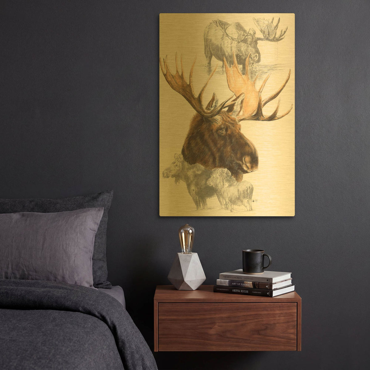 'Moose' By Barbara Keith Gold Metal Wall Art
