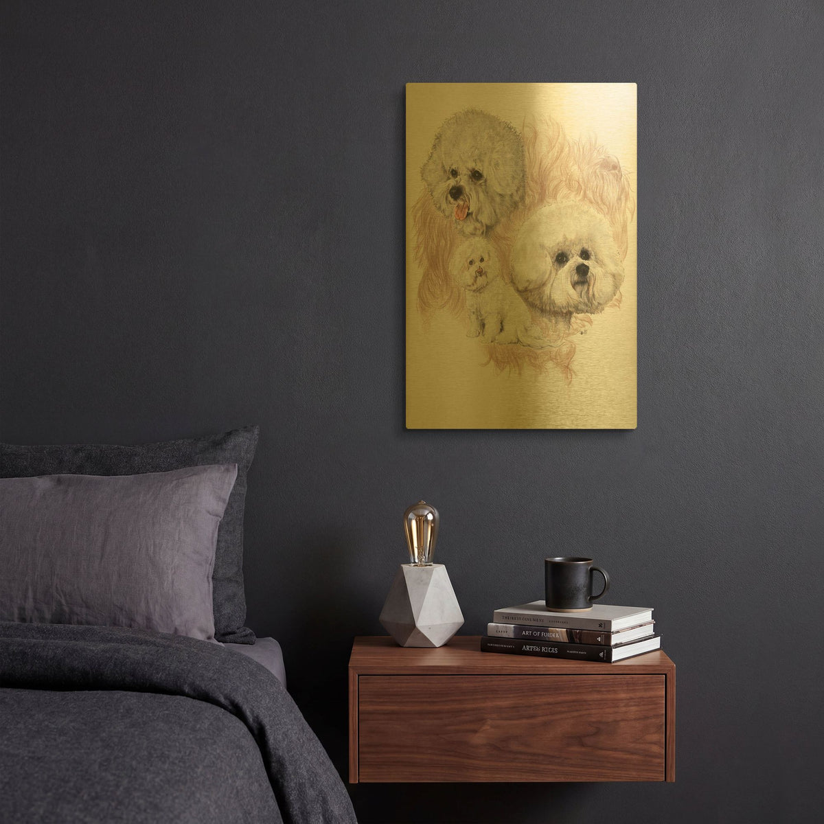 'Bichon Frise' By Barbara Keith Gold Metal Wall Art