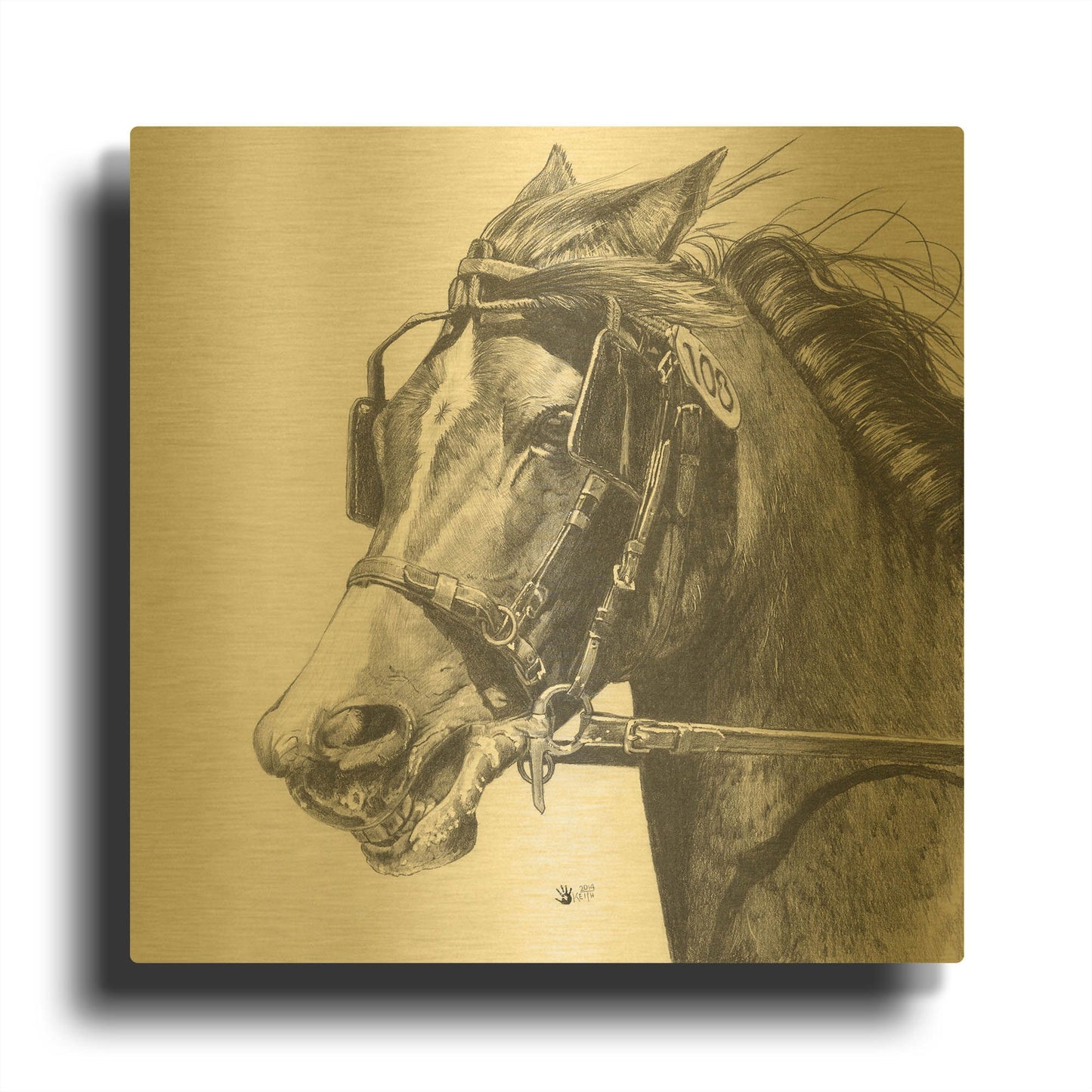 'Exhertion' By Barbara Keith Gold Metal Wall Art
