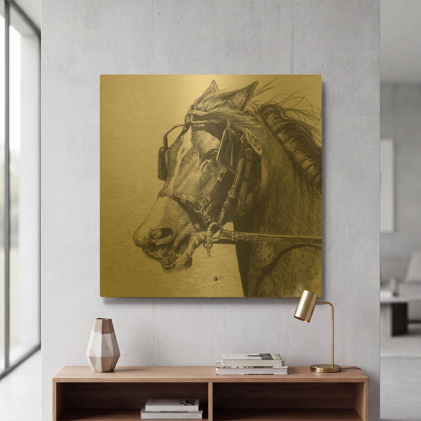 'Exhertion' By Barbara Keith Gold Metal Wall Art