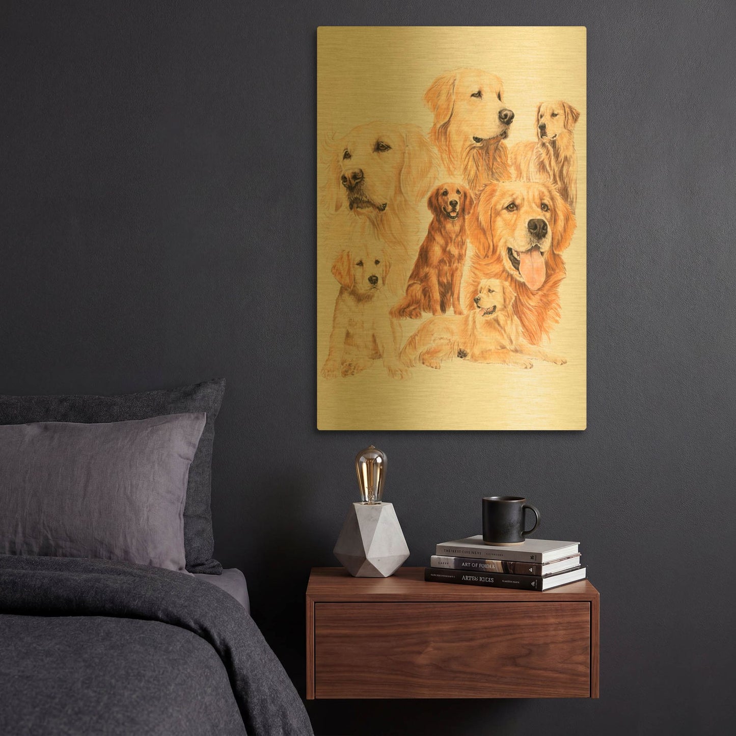 'Golden Retriever 3' By Barbara Keith Gold Metal Wall Art
