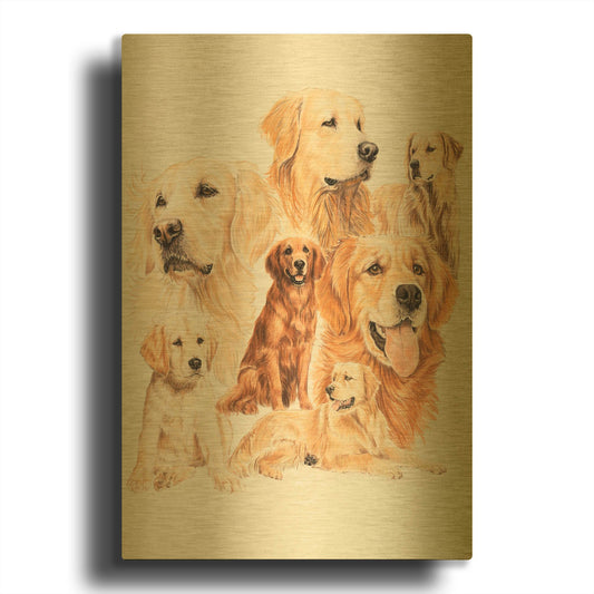 'Golden Retriever 3' By Barbara Keith Gold Metal Wall Art