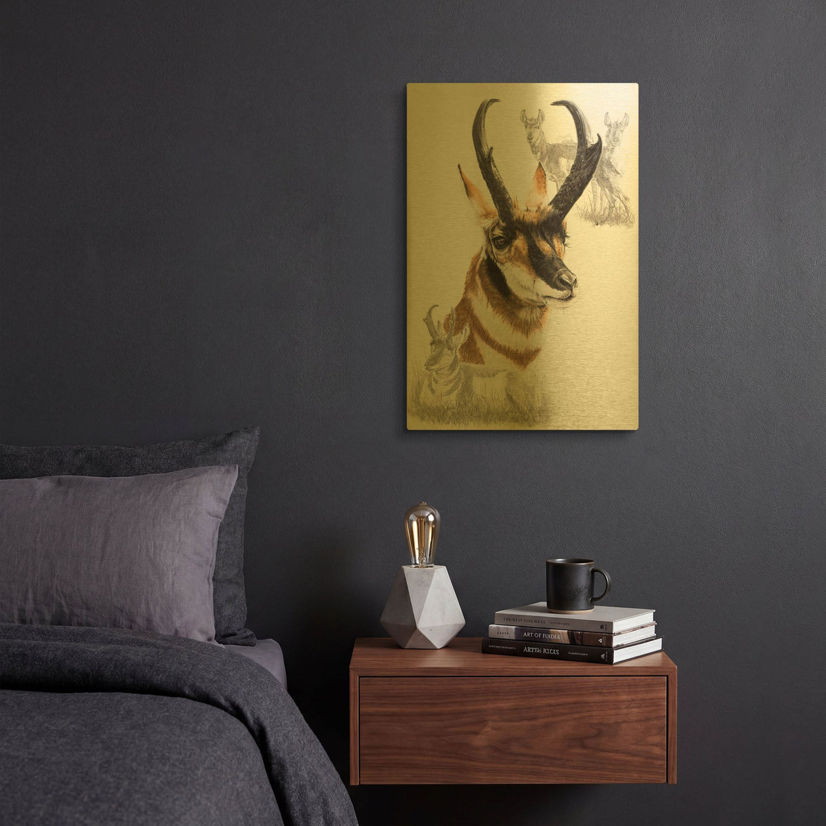 'Pronghorn' By Barbara Keith Gold Metal Wall Art