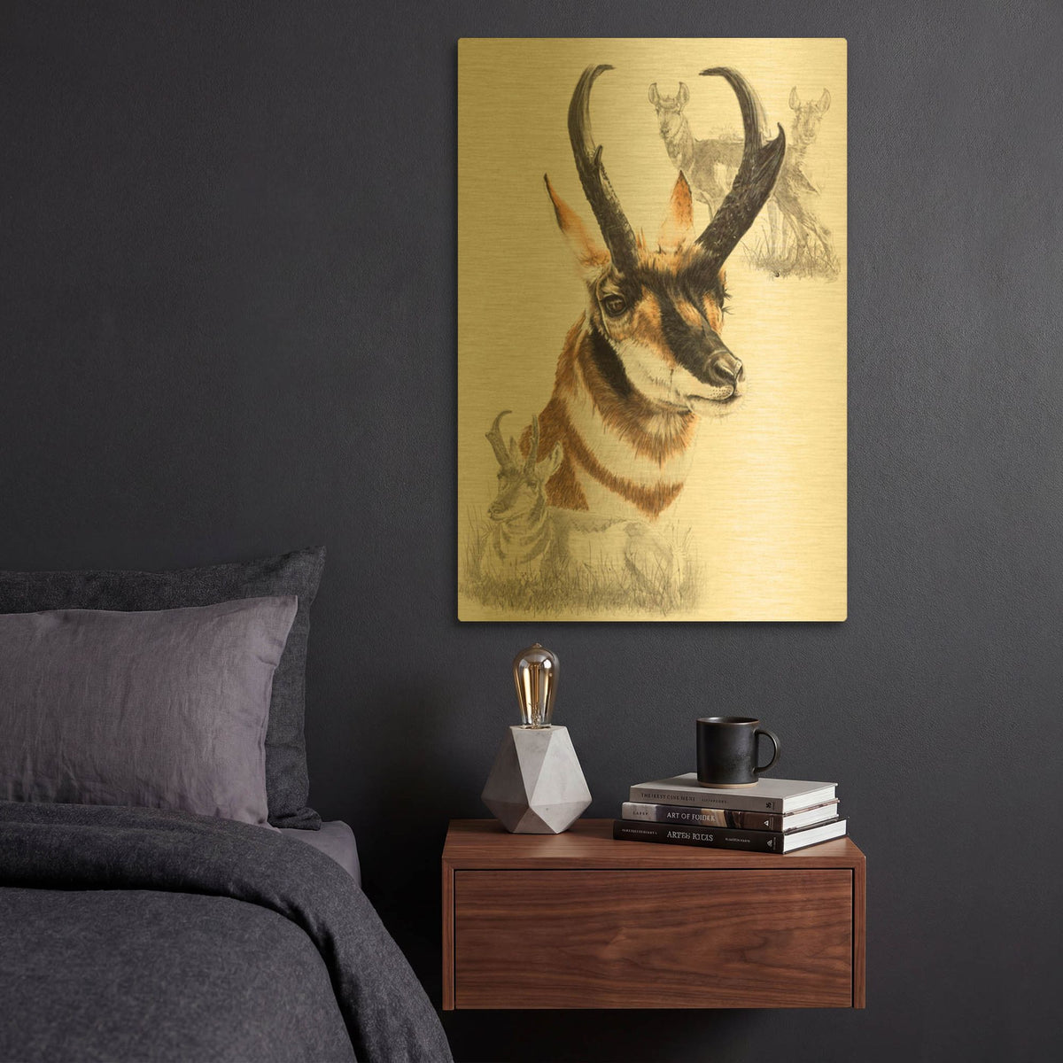 'Pronghorn' By Barbara Keith Gold Metal Wall Art