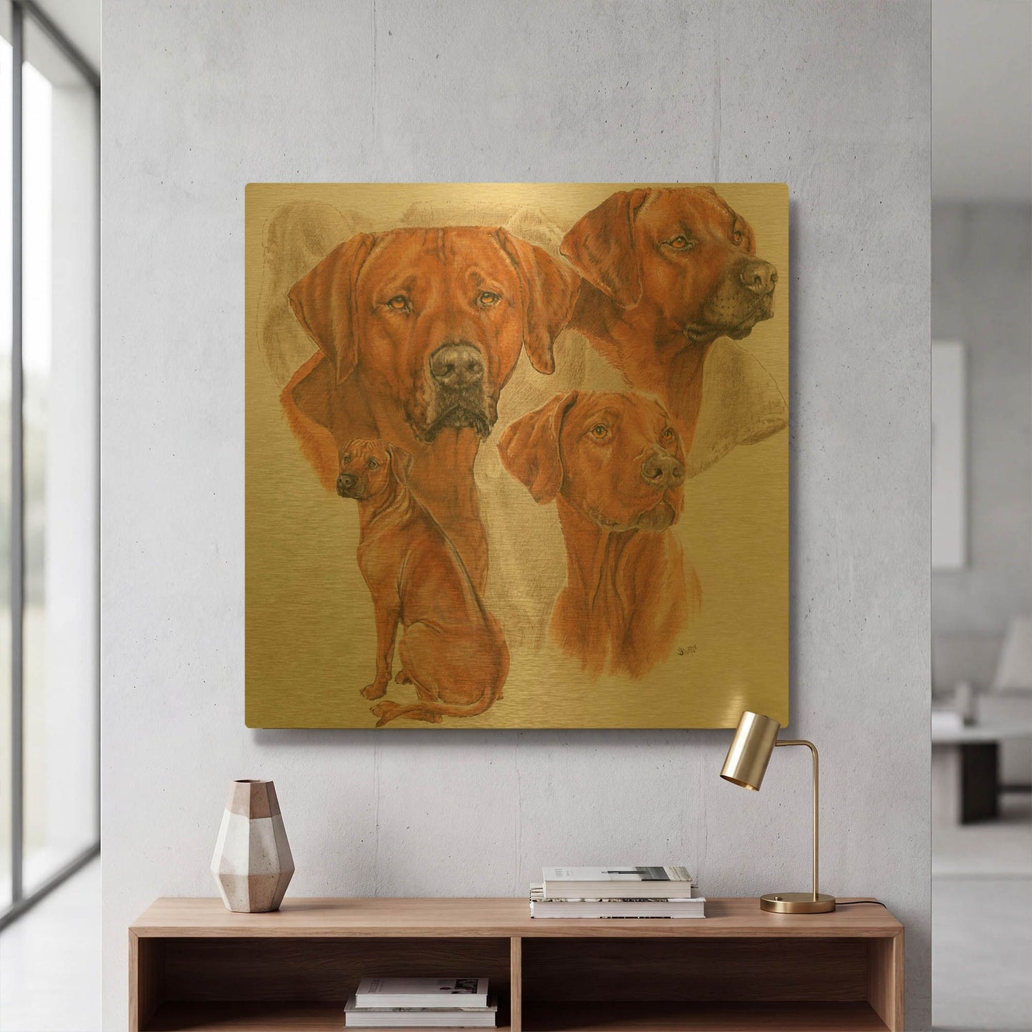 'Rhodisian Ridgeback' By Barbara Keith Gold Metal Wall Art