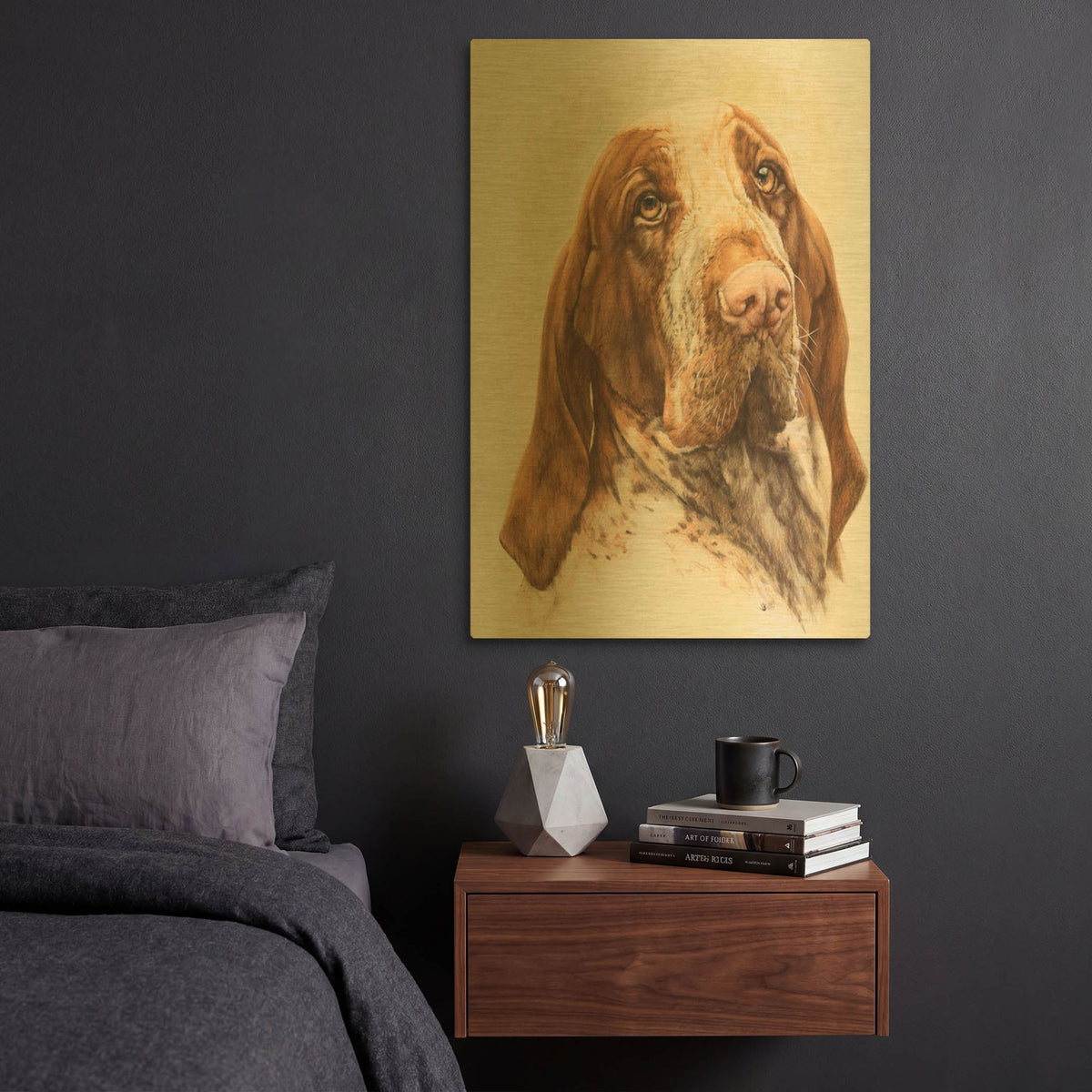 'Bracco Italiano 2' By Barbara Keith Gold Metal Wall Art