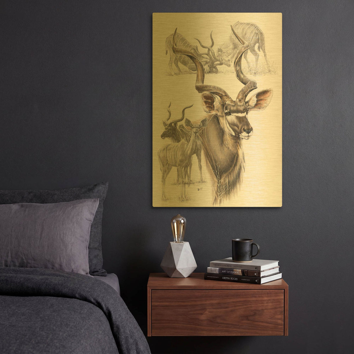 'Kudu' By Barbara Keith Gold Metal Wall Art
