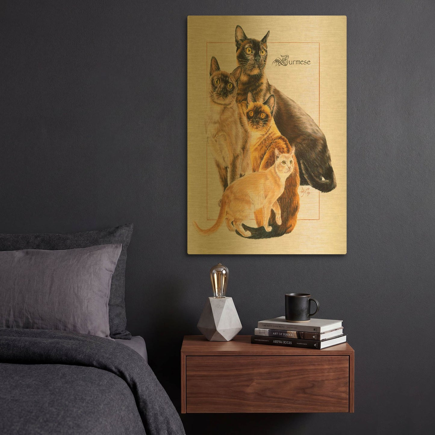 'Burmese' By Barbara Keith Gold Metal Wall Art