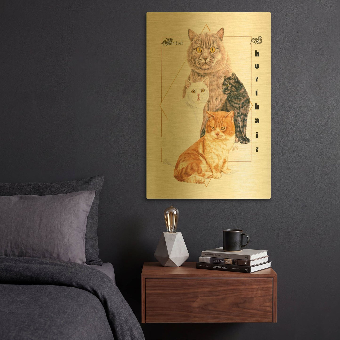 'British Shorthair' By Barbara Keith Gold Metal Wall Art