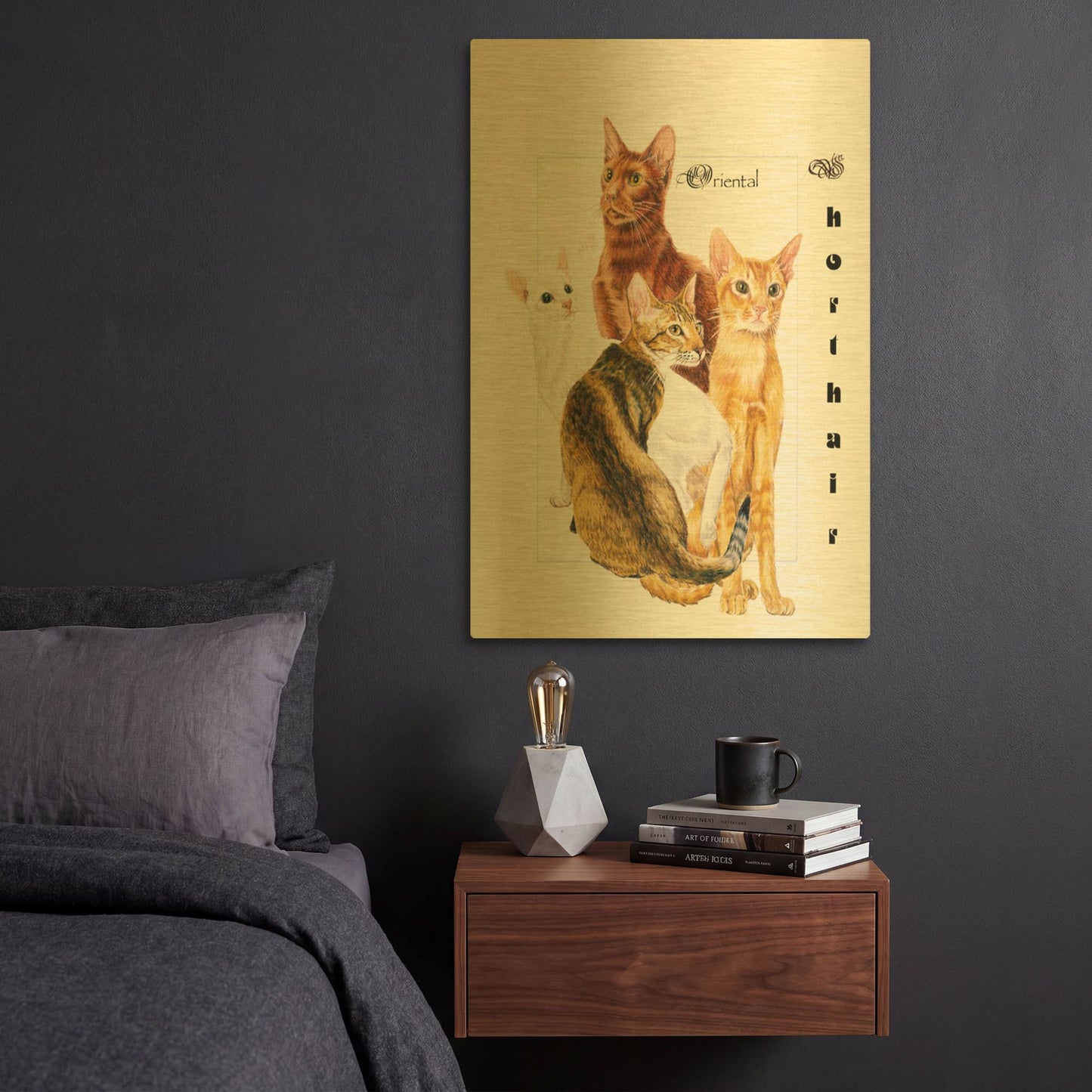 'Oriental Shorthair' By Barbara Keith Gold Metal Wall Art