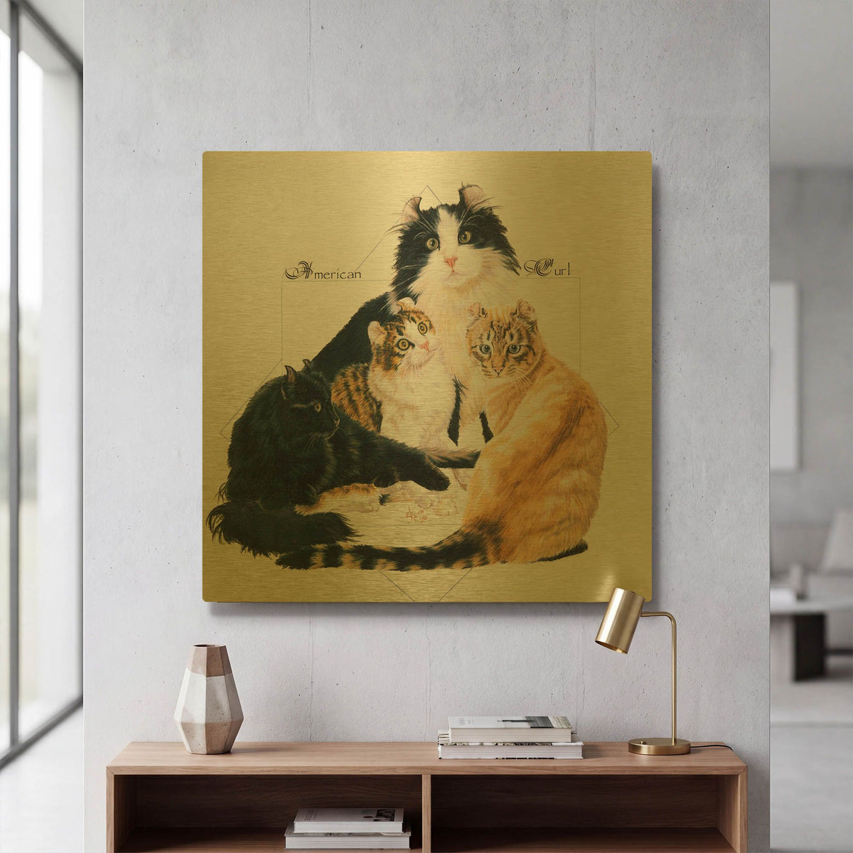 'American Curl' By Barbara Keith Gold Metal Wall Art