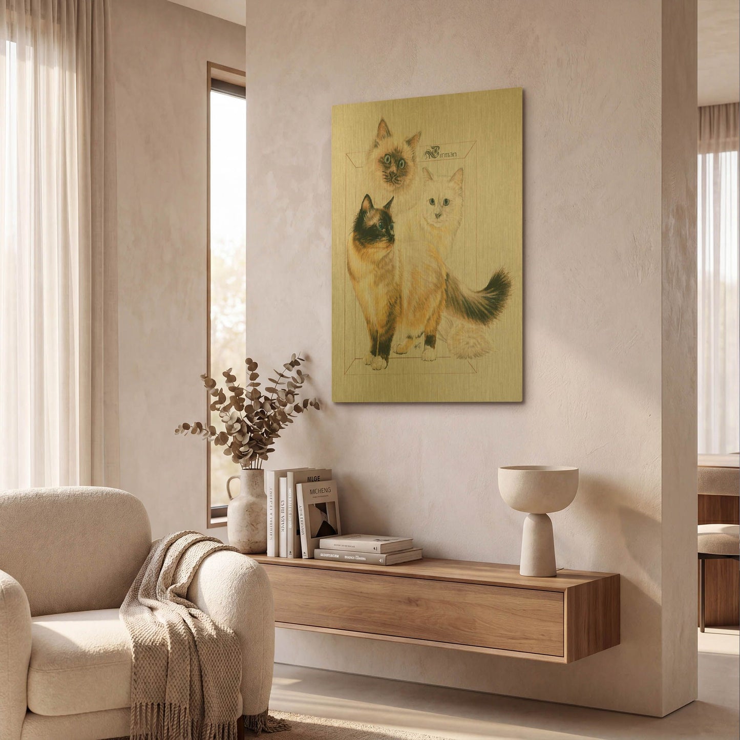 'Birman' By Barbara Keith Gold Metal Wall Art