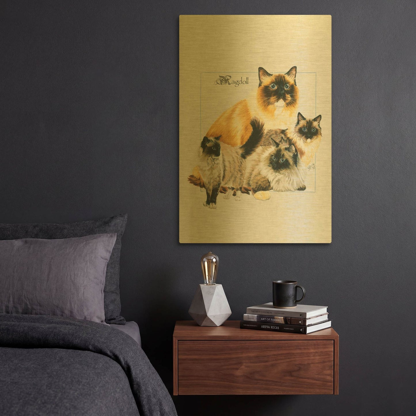 'Ragdoll' By Barbara Keith Gold Metal Wall Art