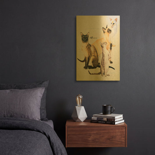 'Siamese' By Barbara Keith Gold Metal Wall Art