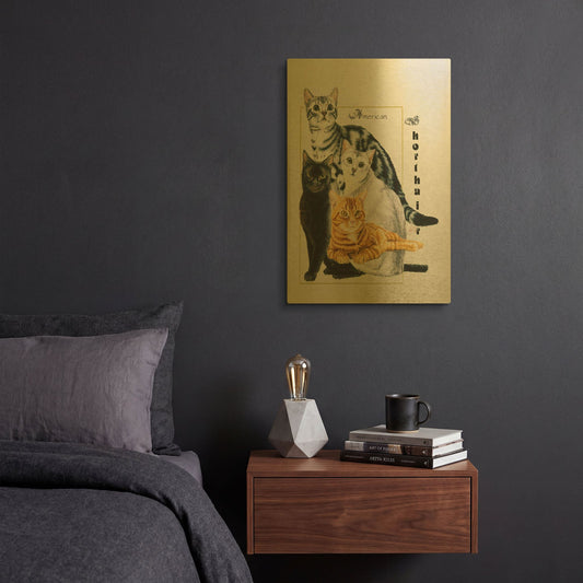 'American Shorthair' By Barbara Keith Gold Metal Wall Art
