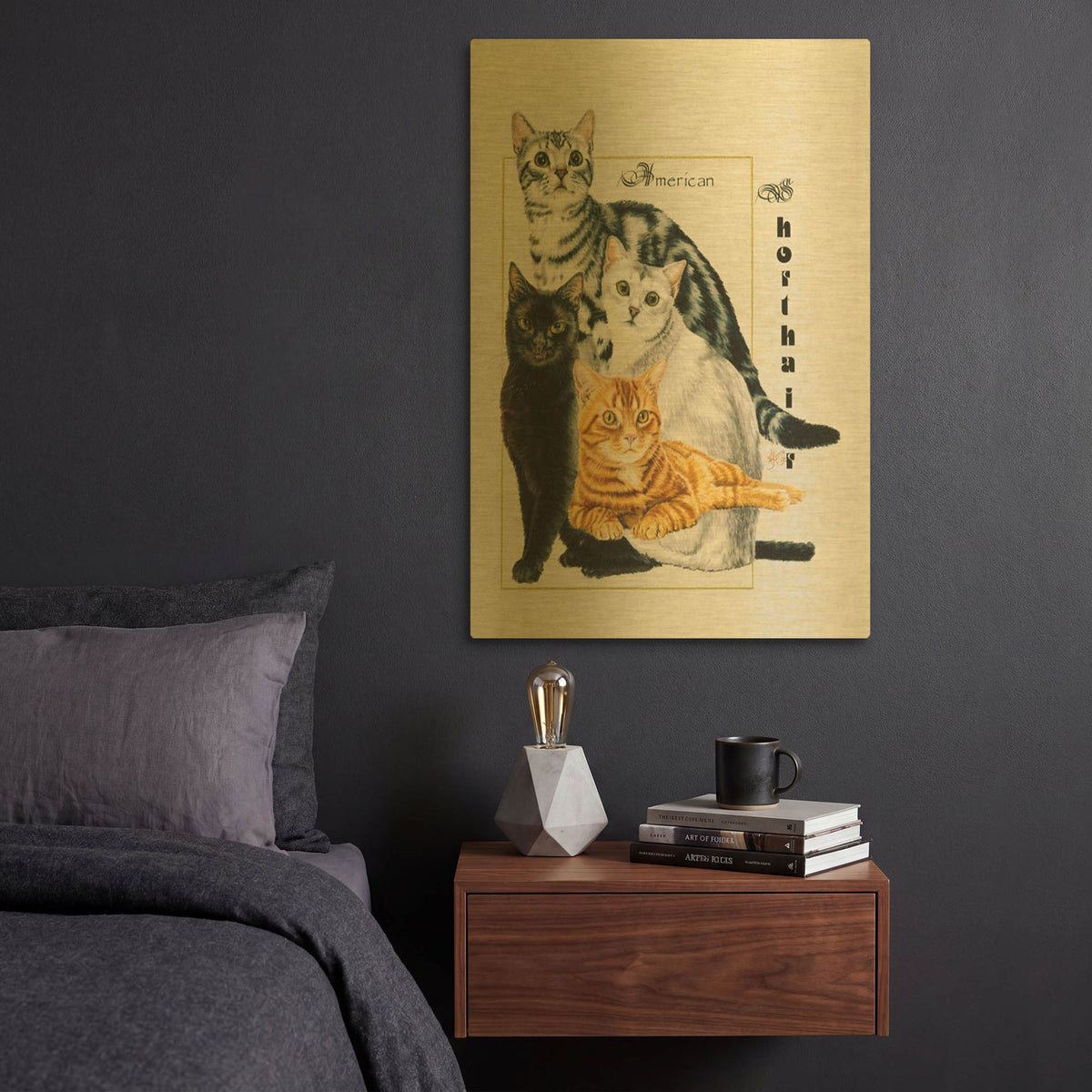 'American Shorthair' By Barbara Keith Gold Metal Wall Art