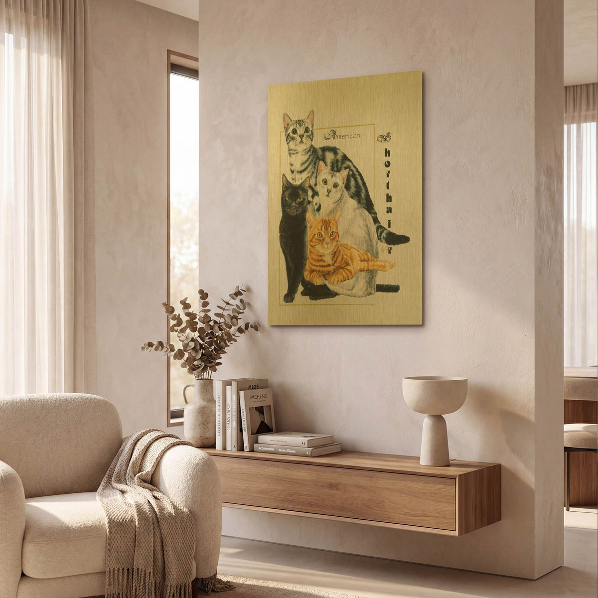 'American Shorthair' By Barbara Keith Gold Metal Wall Art