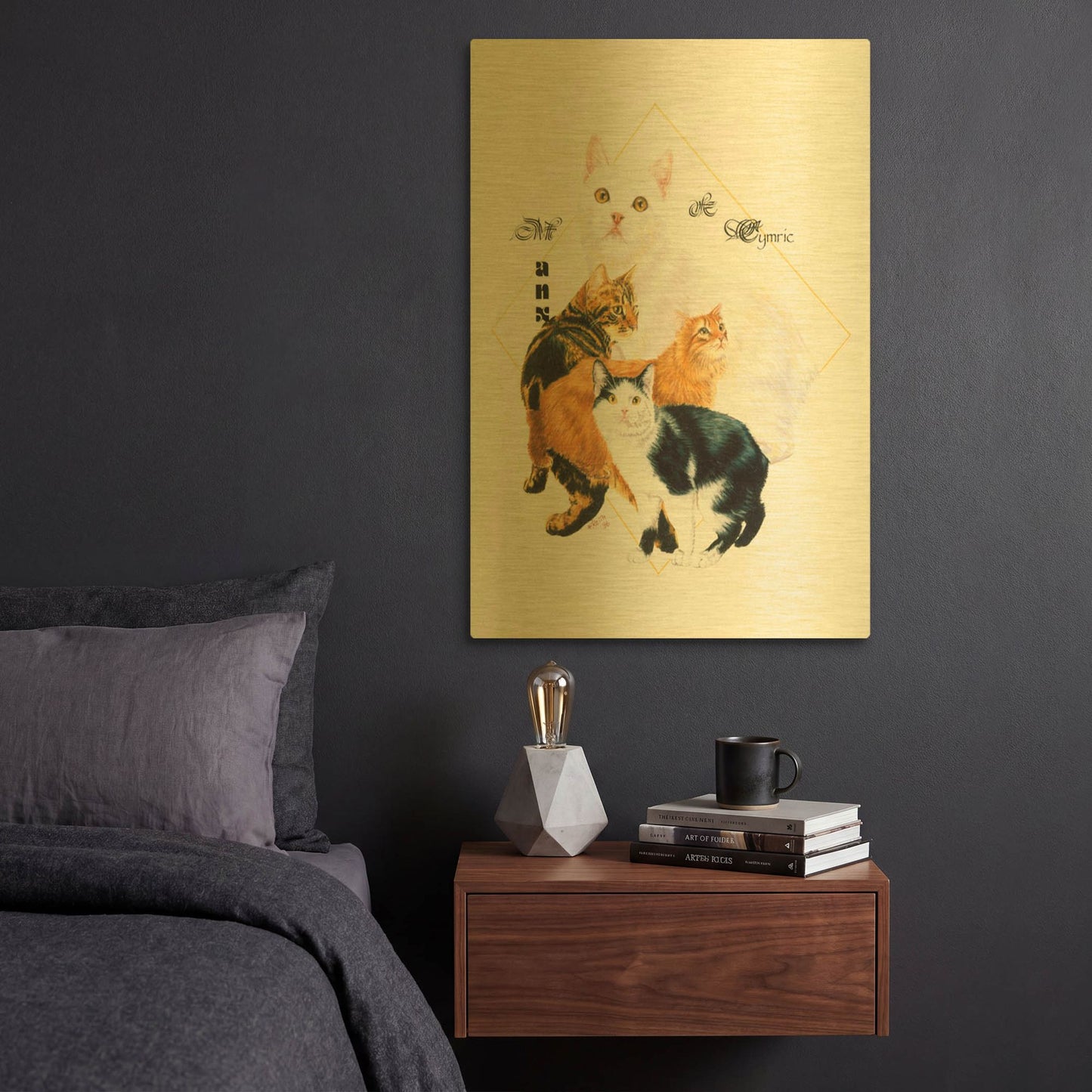 'Cymric And Manx' By Barbara Keith Gold Metal Wall Art