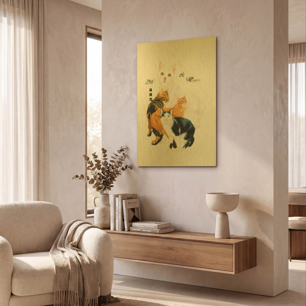 'Cymric And Manx' By Barbara Keith Gold Metal Wall Art