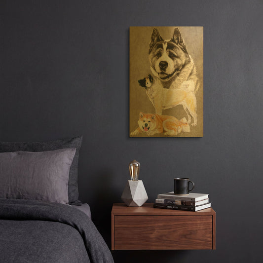 'Akita' By Barbara Keith Gold Metal Wall Art