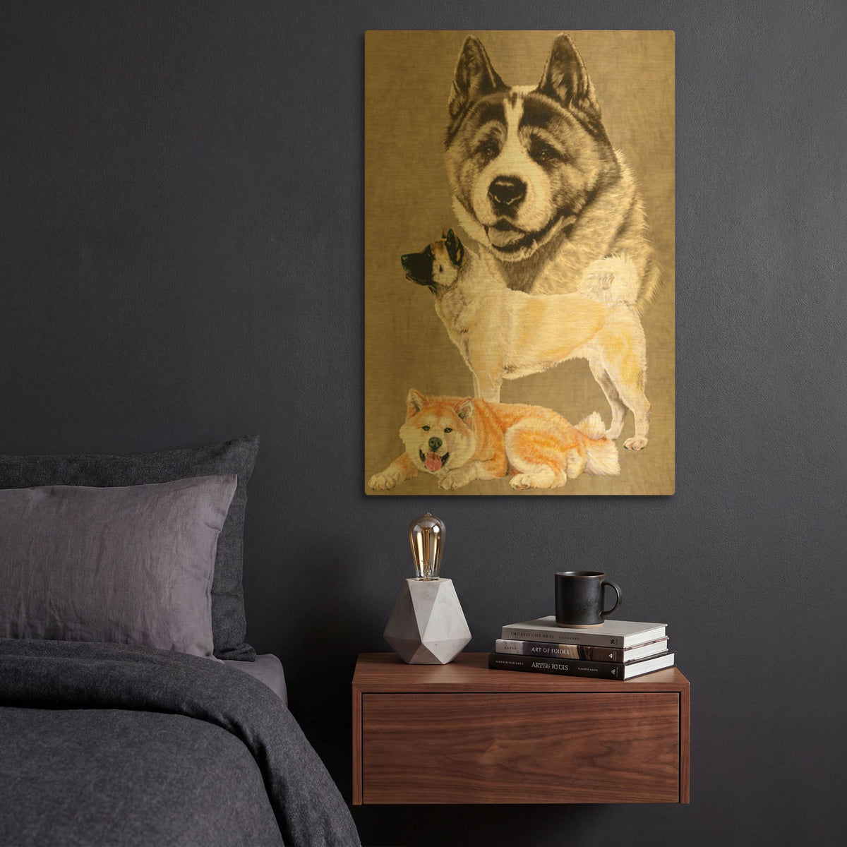 'Akita' By Barbara Keith Gold Metal Wall Art