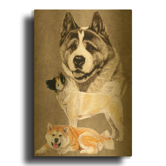'Akita' By Barbara Keith Gold Metal Wall Art