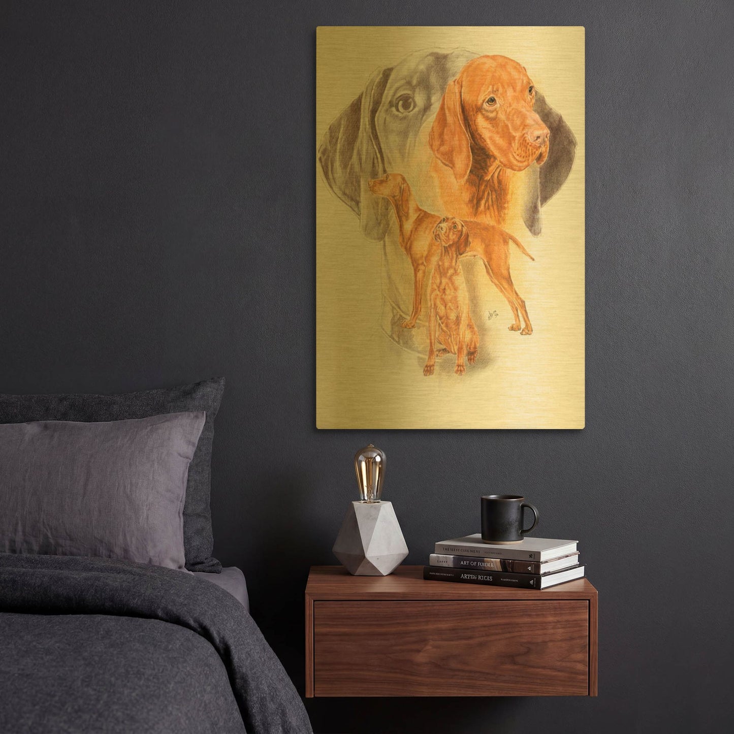 'Hungarian Vizsla' By Barbara Keith Gold Metal Wall Art