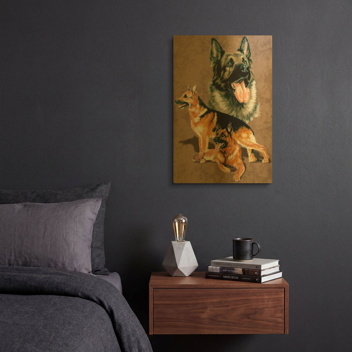 'German Shepherd' By Barbara Keith Gold Metal Wall Art