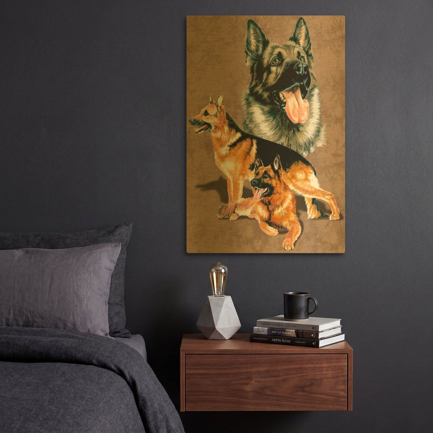 'German Shepherd' By Barbara Keith Gold Metal Wall Art