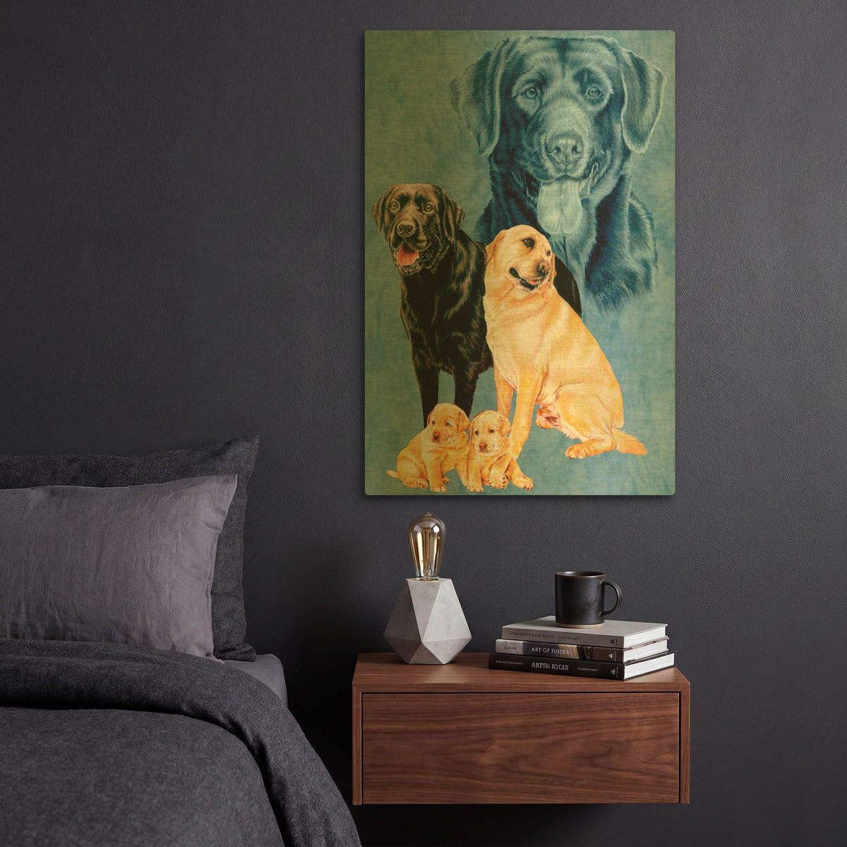 'Labrador Retrievers' By Barbara Keith Gold Metal Wall Art