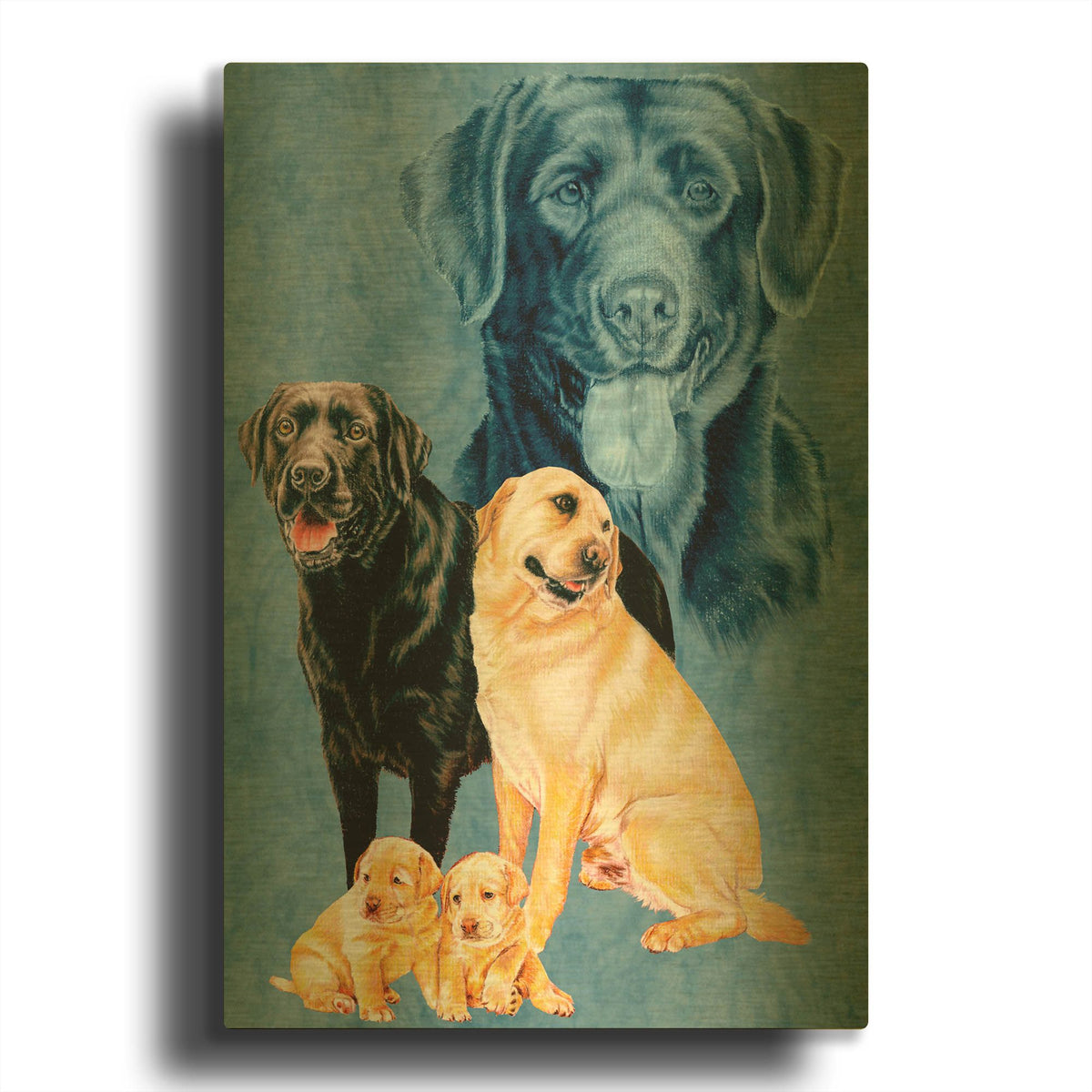 'Labrador Retrievers' By Barbara Keith Gold Metal Wall Art