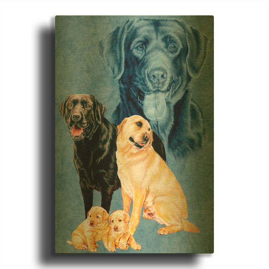 'Labrador Retrievers' By Barbara Keith Gold Metal Wall Art