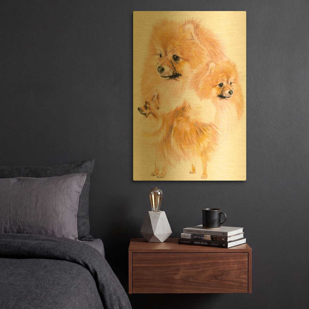 'Pomeranian' By Barbara Keith Gold Metal Wall Art