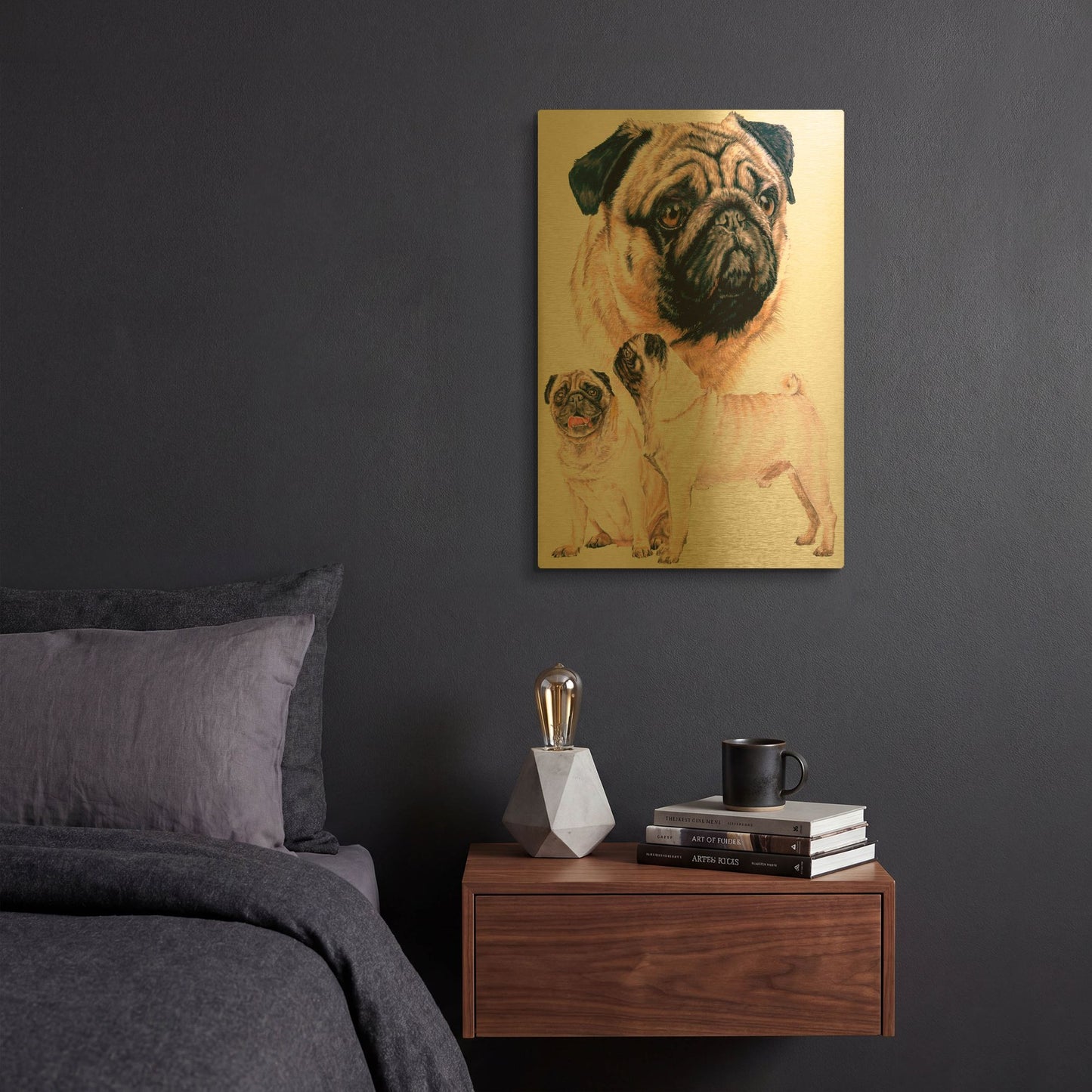'Pug' By Barbara Keith Gold Metal Wall Art