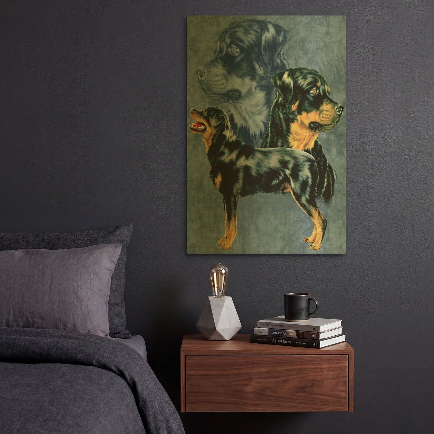 'Rottweiller' By Barbara Keith Gold Metal Wall Art