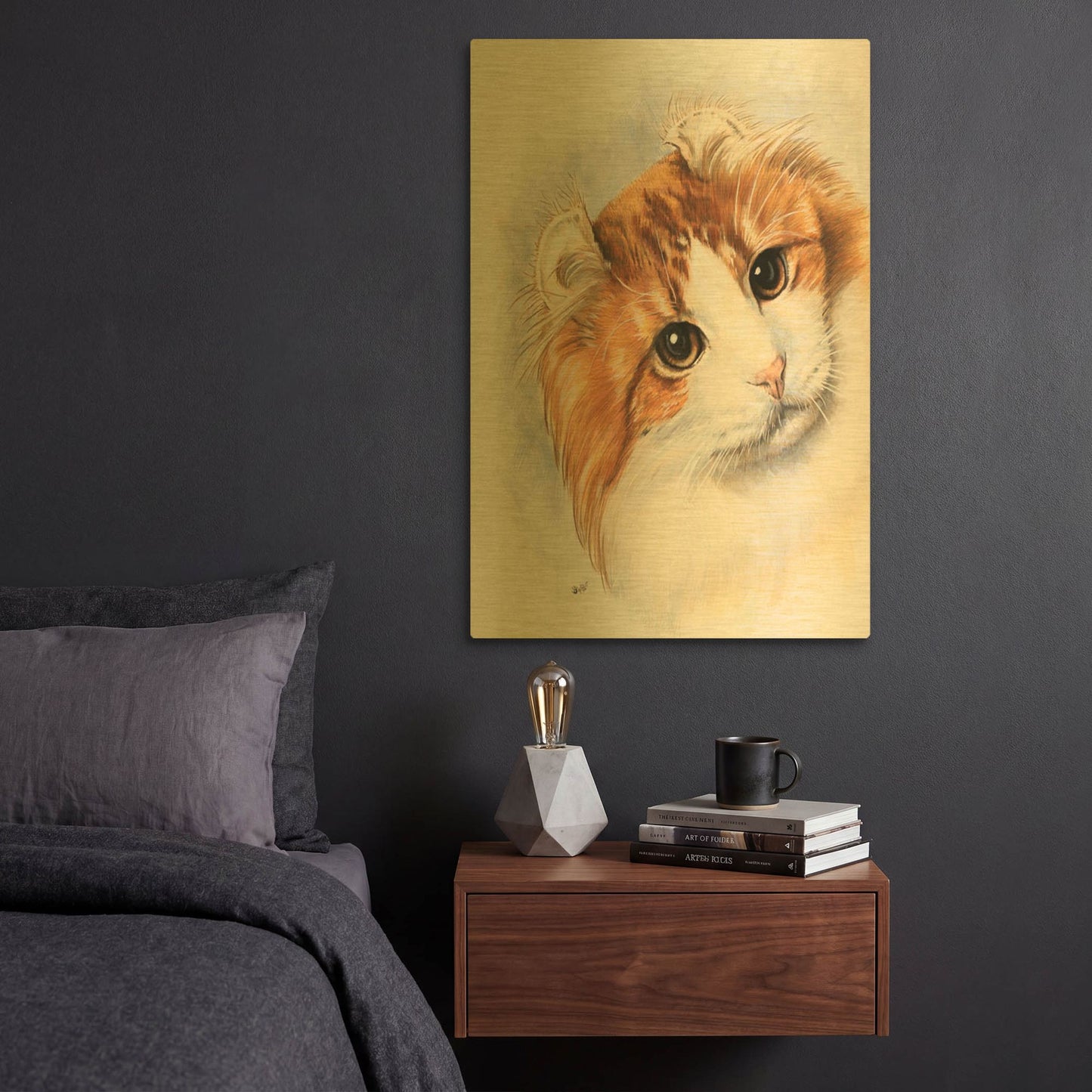 'American Curl 2' By Barbara Keith Gold Metal Wall Art