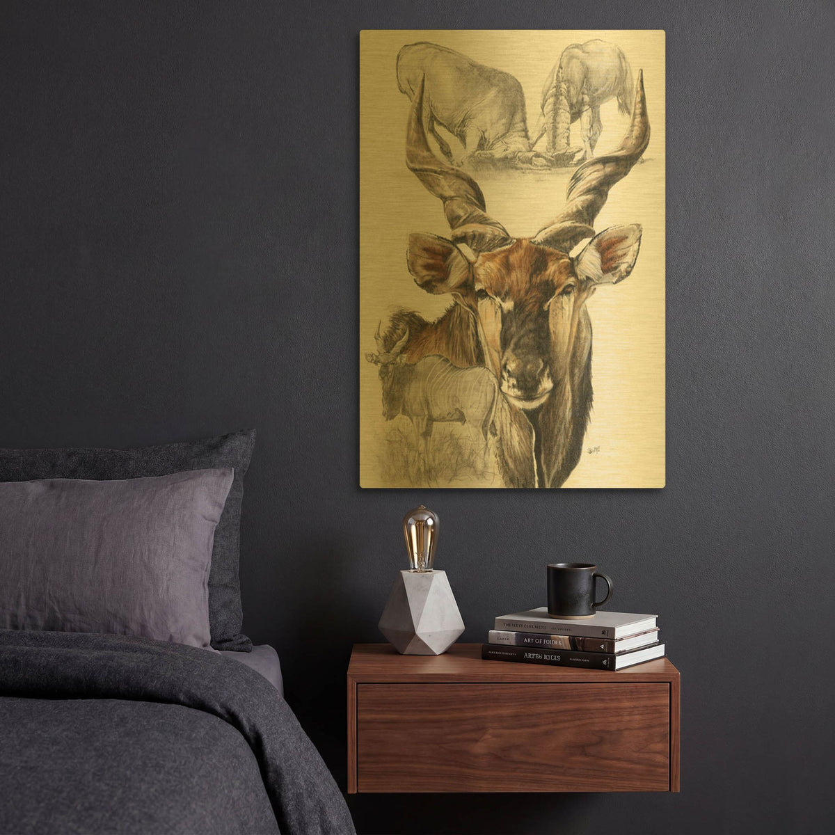 'Giant Eland' By Barbara Keith Gold Metal Wall Art