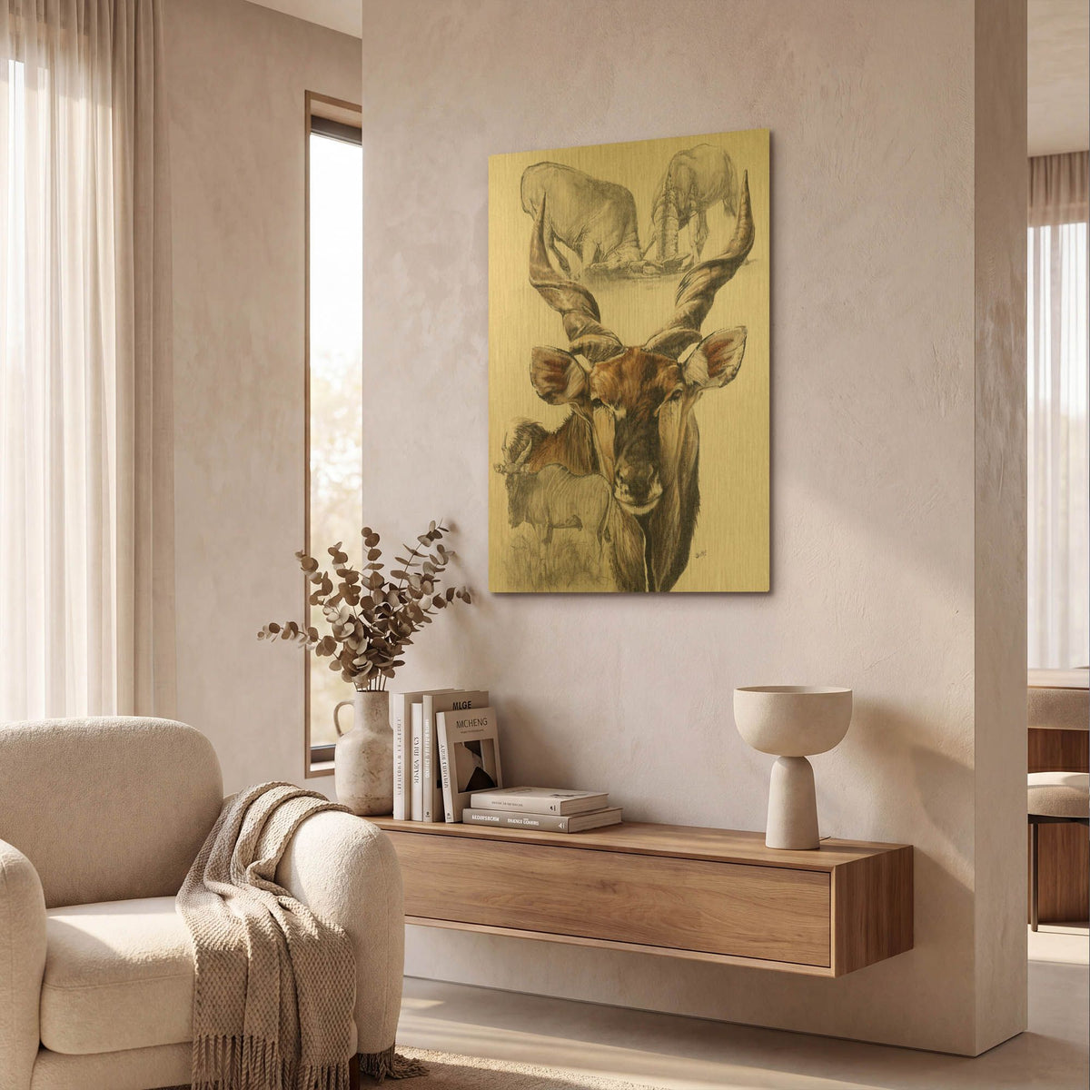 'Giant Eland' By Barbara Keith Gold Metal Wall Art